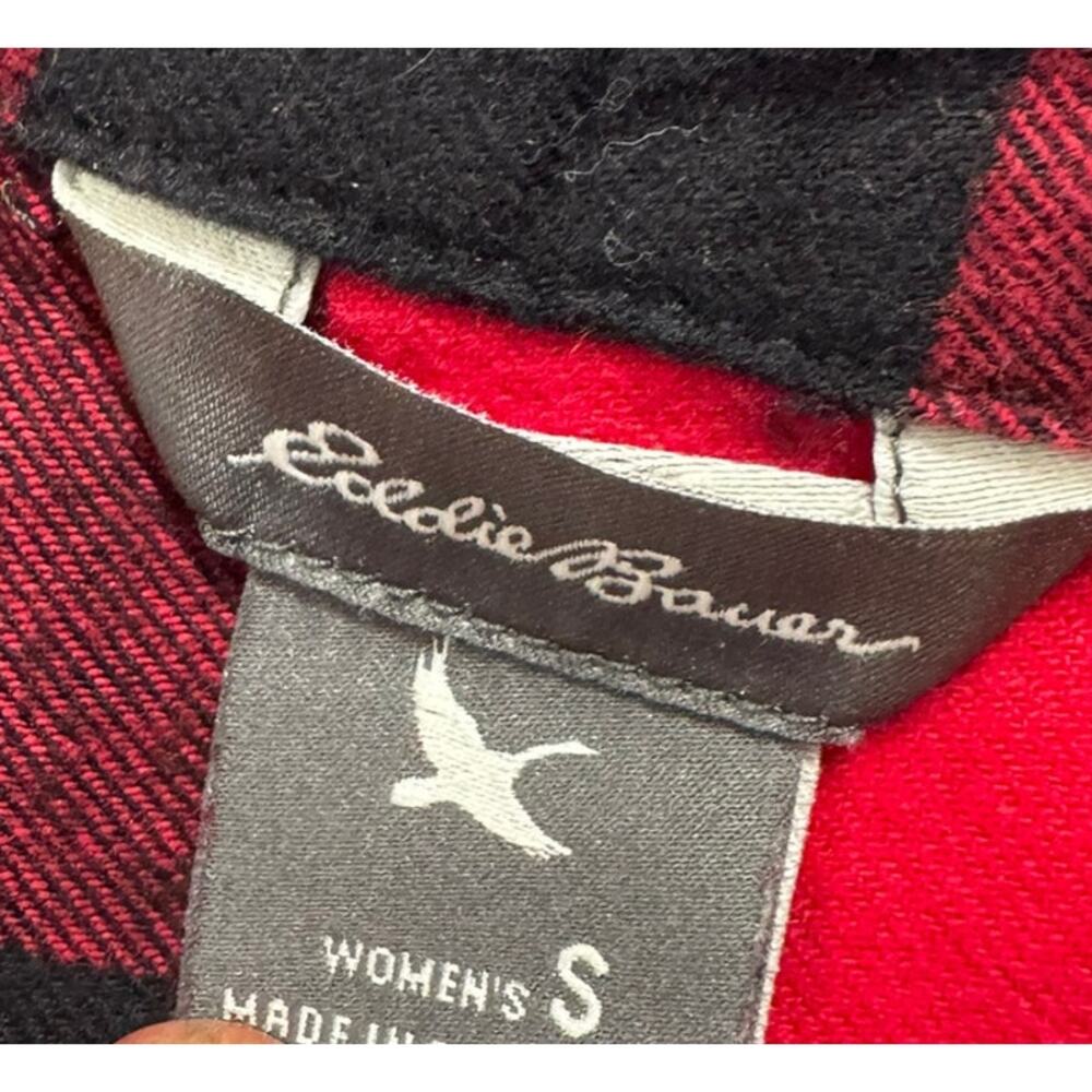 Eddie Bauer Womens Small Red Black Buffalo Plaid Button Front Cotton Shirt - Picture 2 of 10